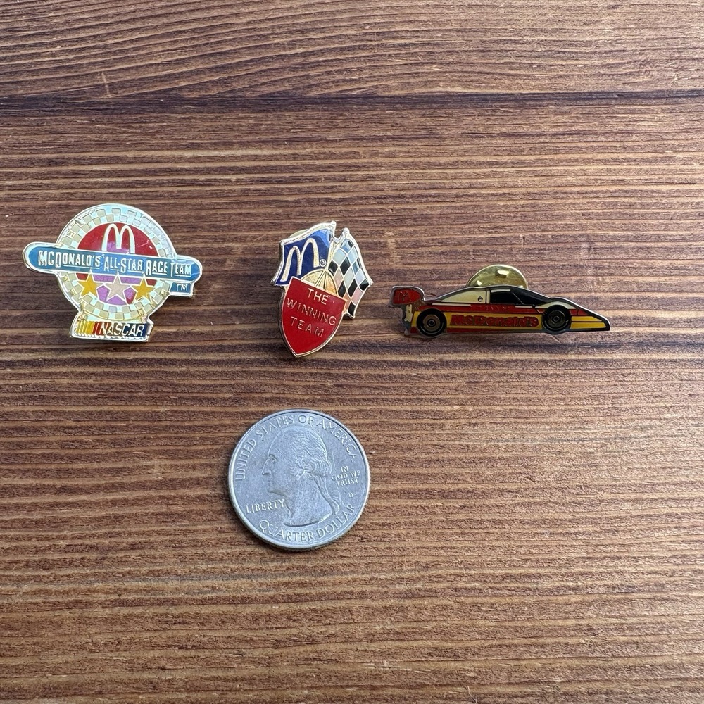 Vintage McDonald's NASCAR Racing Enamel Lapel Pin Lot Winning Team Car